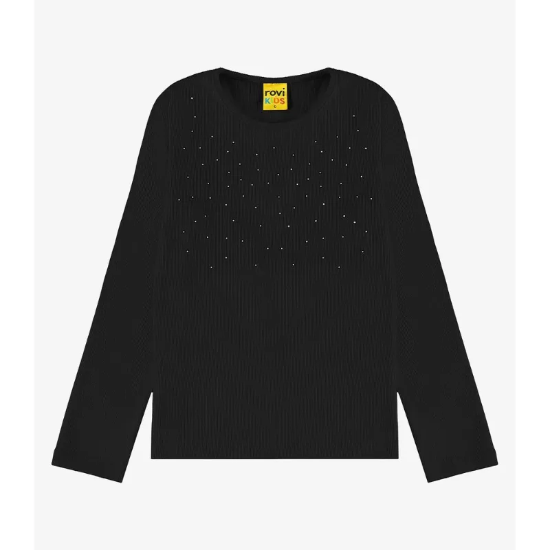 Blusa de Manga Longa em Ribana 2x1 Rovi Kids Preto 6
