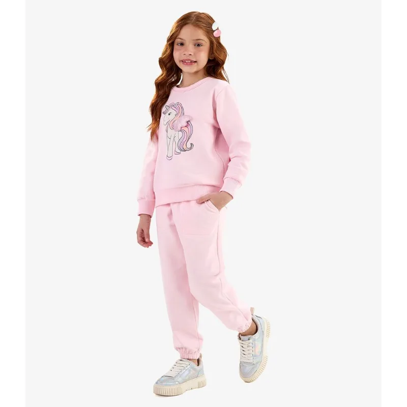 Conjunto Blusão com Calça Rovi Kids Moletom Rosa 1