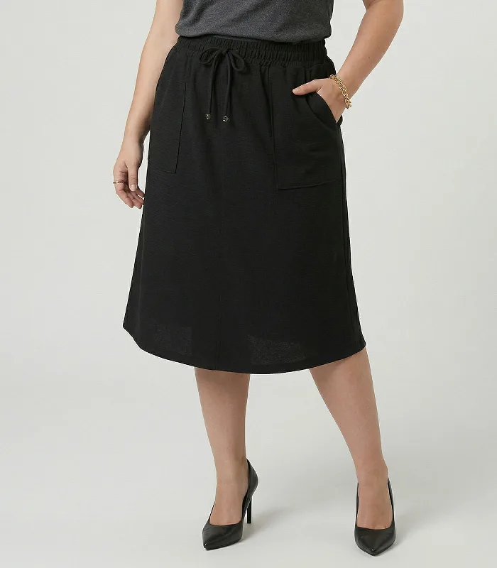 Saia Midi Com Bolso Plus Size Secret Glam Preto Plus G1