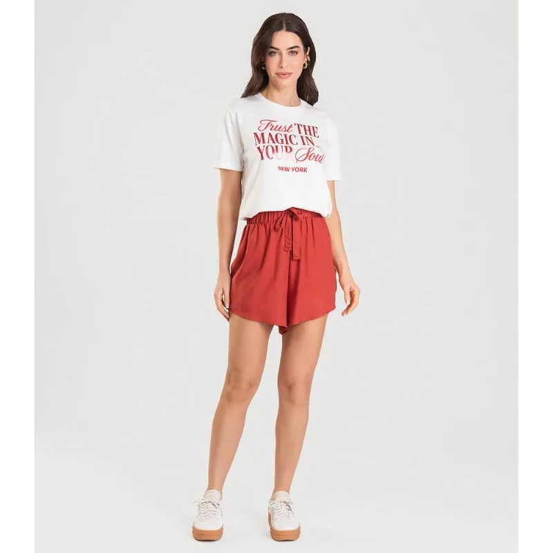 T-shirt Feminina Manga Curta Dianna Bege M