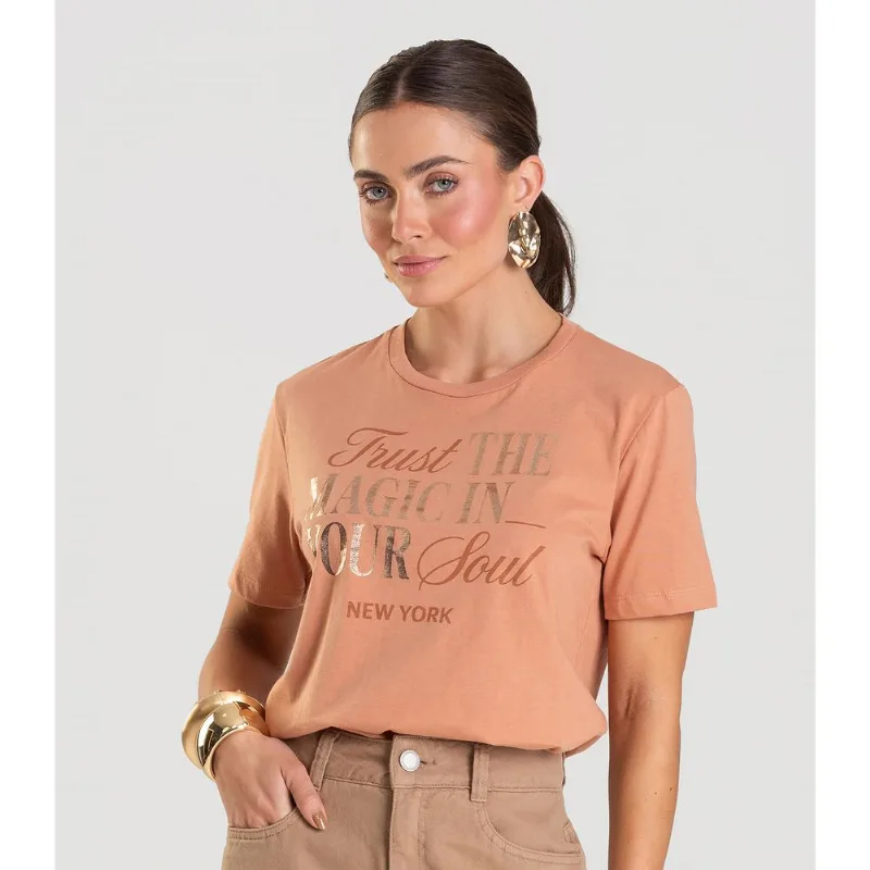 T-shirt Feminina Manga Curta Dianna Marrom G