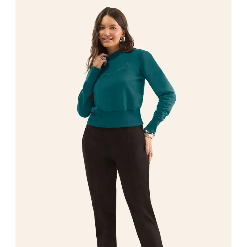 Blusão Feminino Com Bordado E Aplique Rovitex Verde P