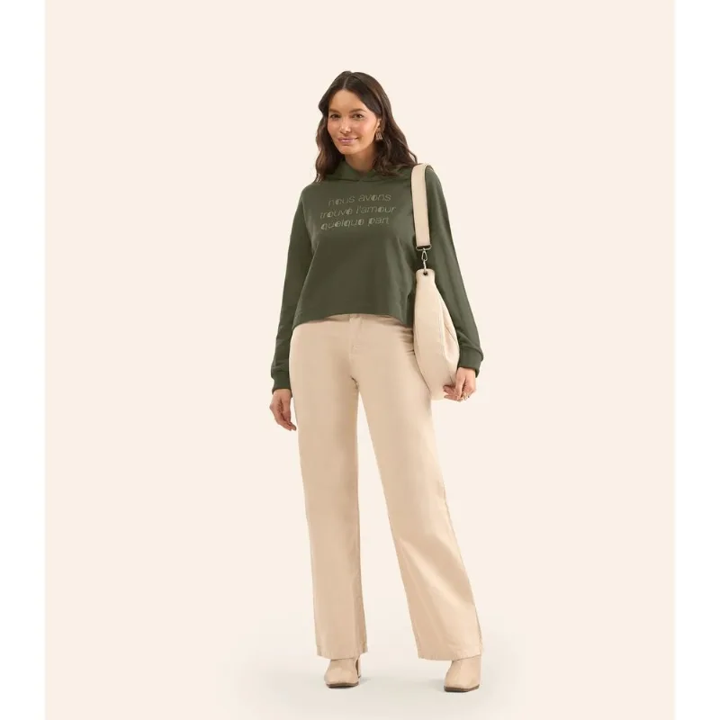 Blusão Cropped Feminino Com Capuz Rovitex Verde GG