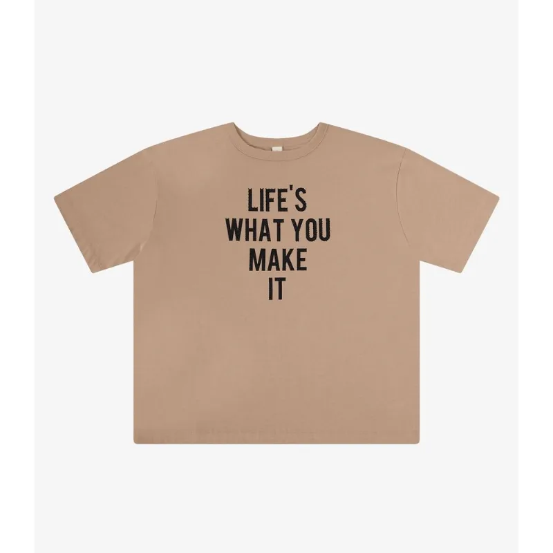 T-Shirt Feminina Oversized Com Strass Rovitex Marrom G