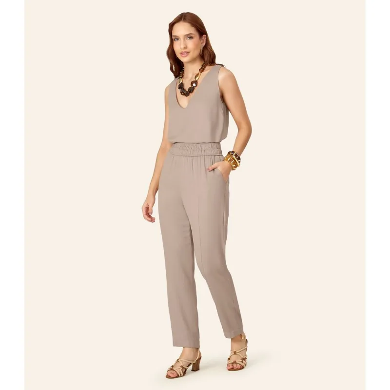 Calça Feminina Reta Em Viscose Endless Bege G