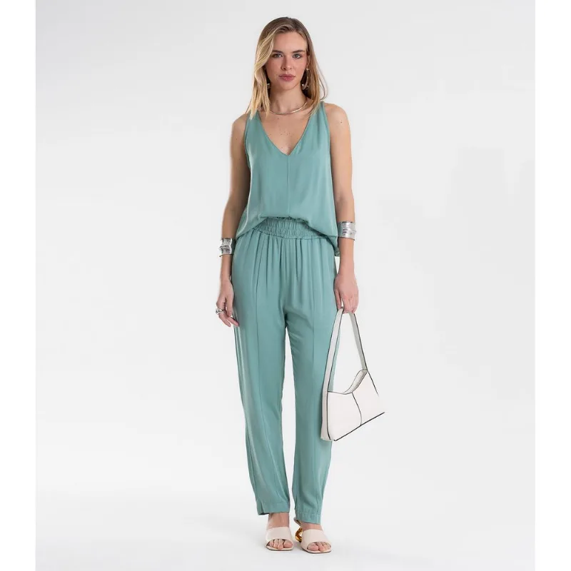 Calça Feminina Reta Em Viscose Endless Verde G