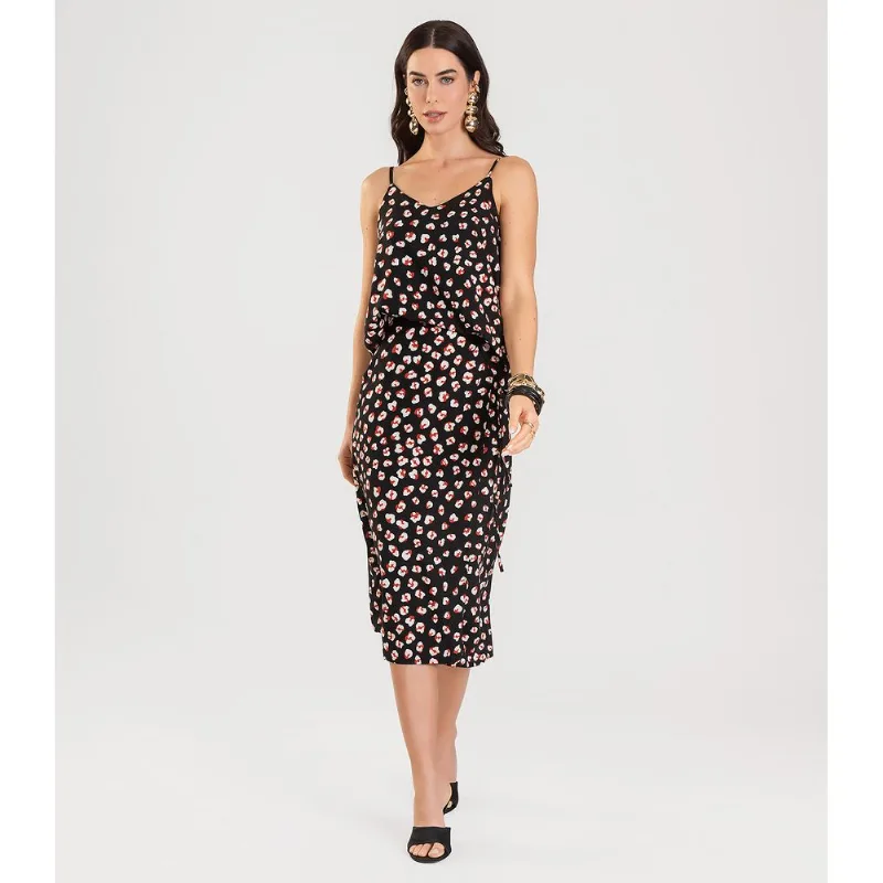 Blusa de Alça Feminina Estampada Dianna Preto P