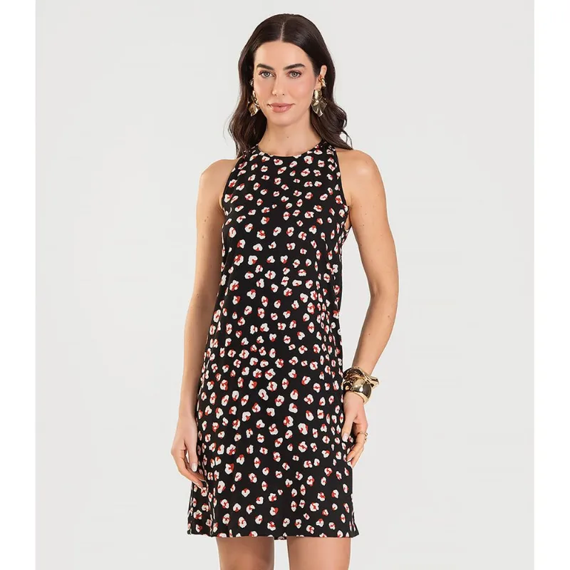 Vestido Curto Feminino Estampado Dianna Preto M