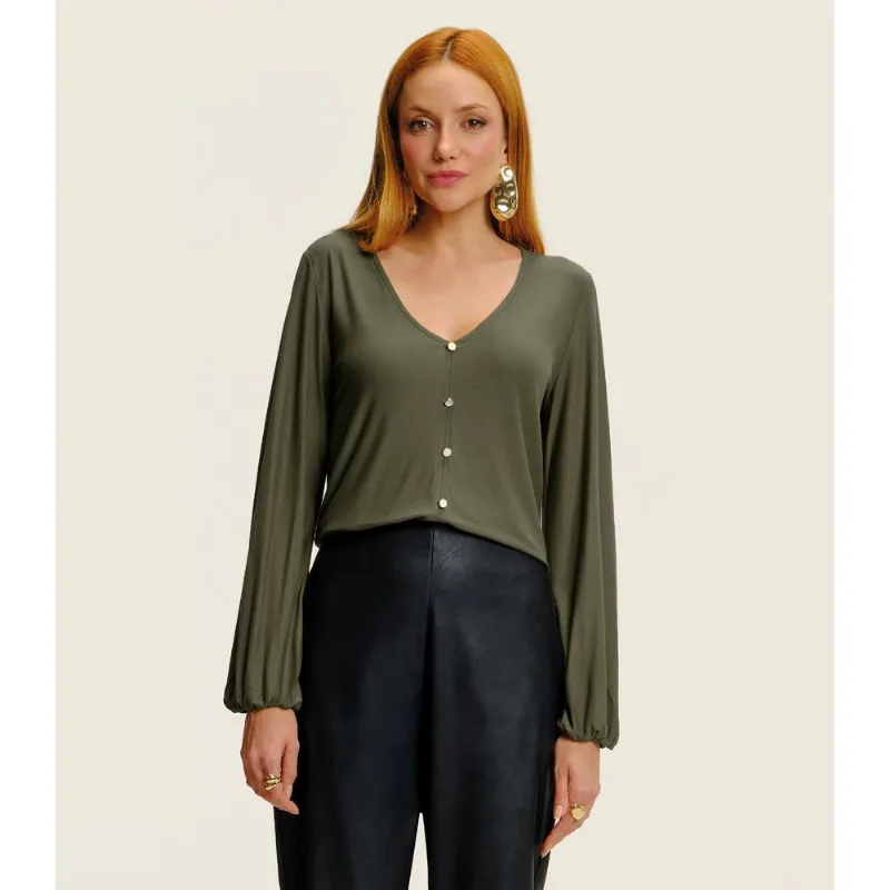 Blusa Feminina Manga Longa Bufante Viscose Endless Verde P