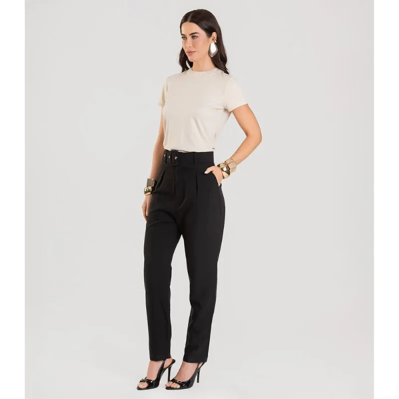 Blusa Feminina Manga Curta Dianna Bege GG