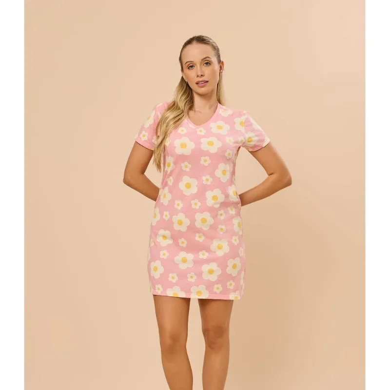 Camisola Feminina Estampada Meia Malha Evanilda Rosa GG