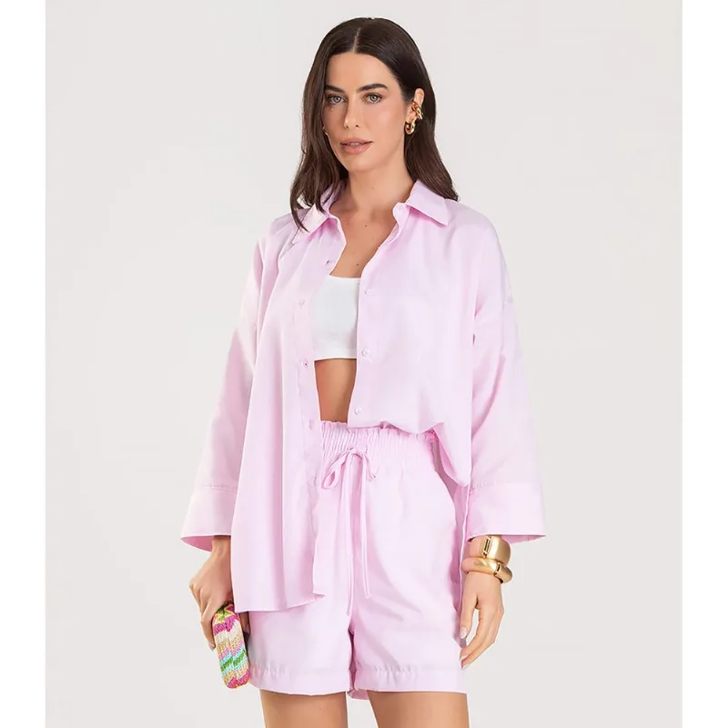 Shorts Feminino Listrado Dianna Rosa G
