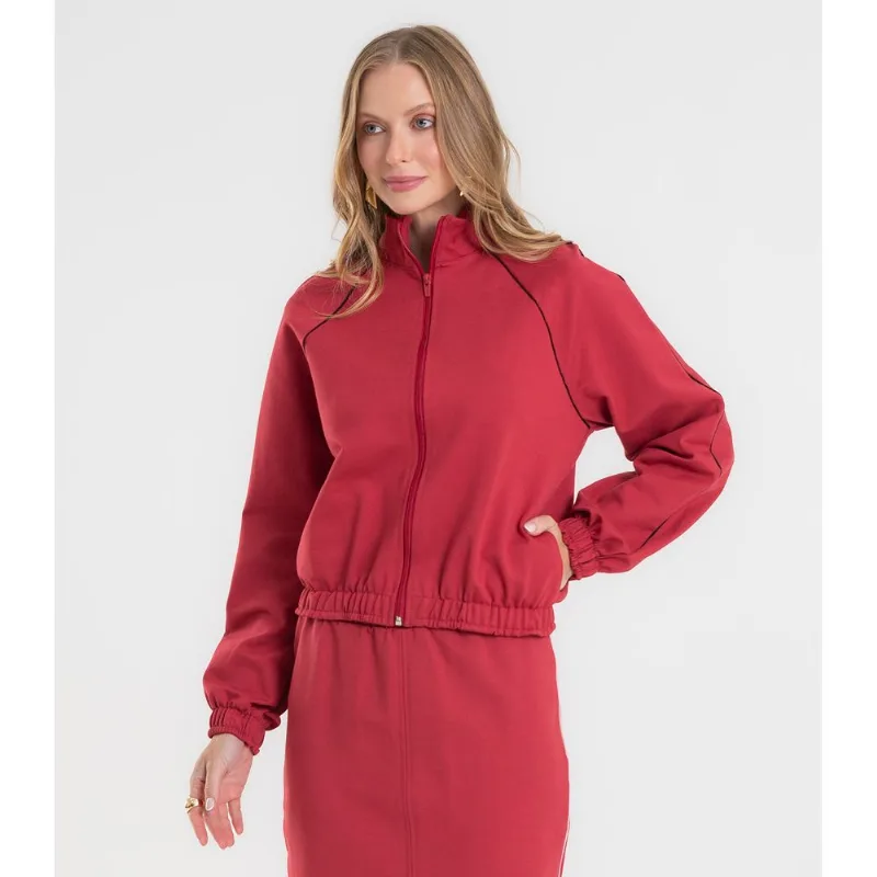 Jaqueta Feminina Ponto Roma Manga Raglan Rovitex Vermelho M