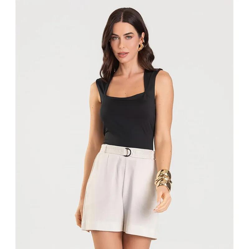 Shorts Feminino Com Cinto Dianna Bege P