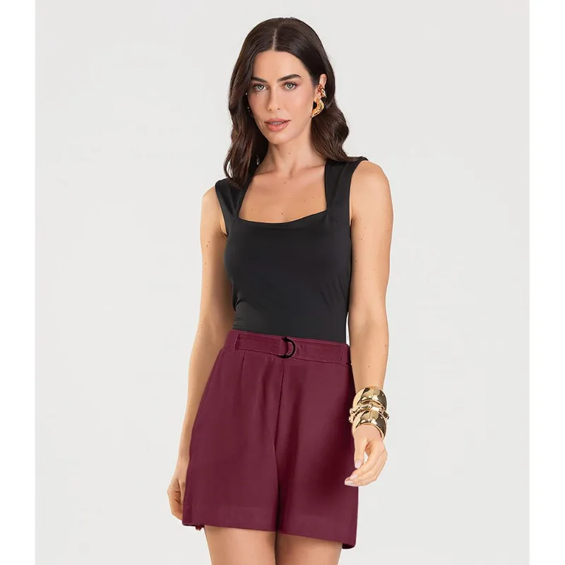 Shorts Feminino Com Cinto Dianna Vermelho P