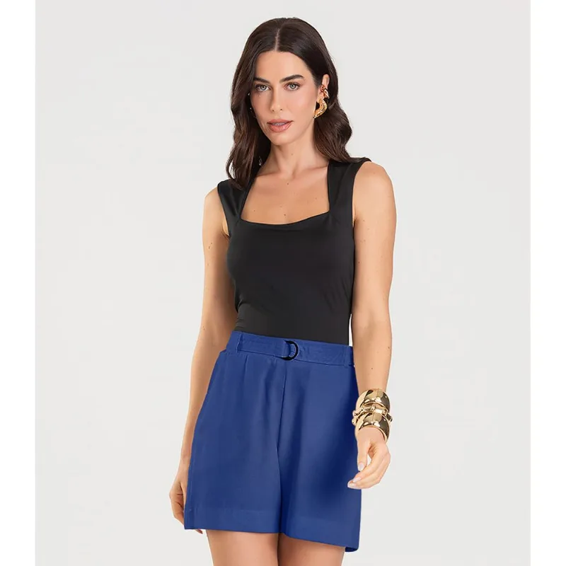 Shorts Feminino Com Cinto Dianna Azul G