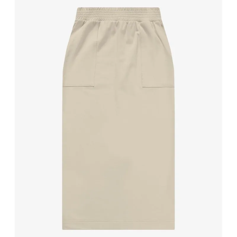 Saia Midi Feminina Em Molecotton Com Fenda Rovitex Bege GG