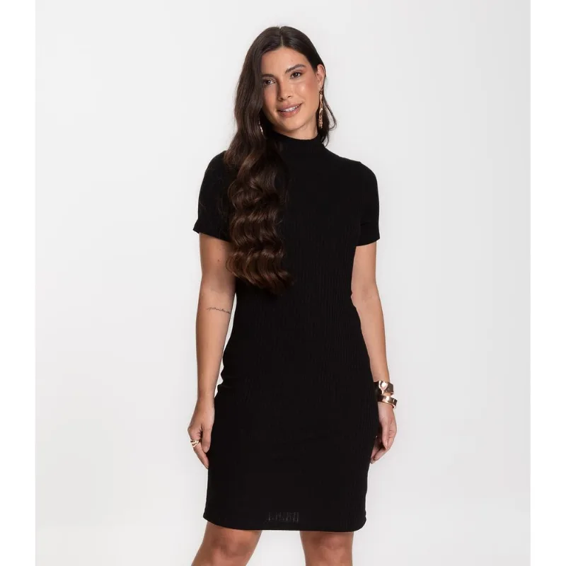 Vestido Feminino Canelado Infinita Cor Preto M