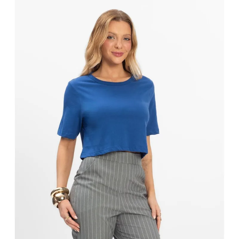 Blusa Cropped Básico Select Azul GG