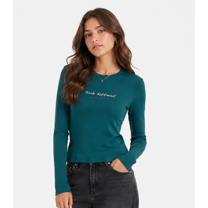 Blusa Juvenil Manga Longa Viscotorcion Minty Verde 16