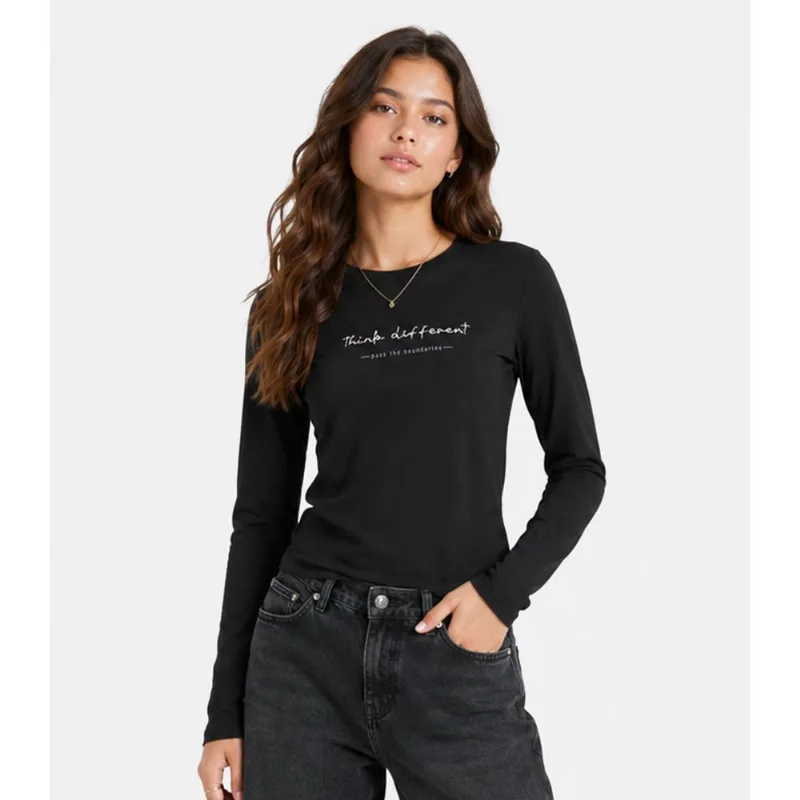 Blusa Juvenil Manga Longa Viscotorcion Minty Preto 14