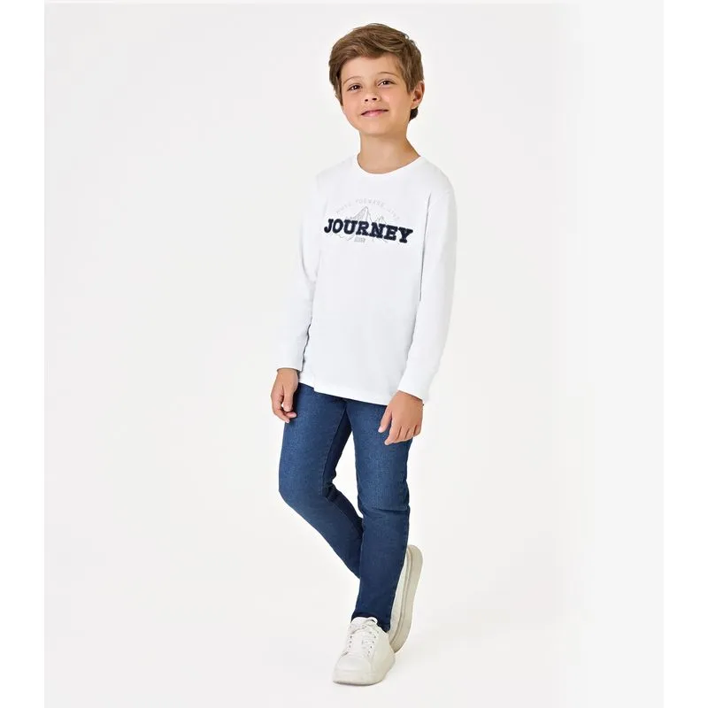 Conjunto Camiseta Com Calça Jeans Trick Nick Branco 8