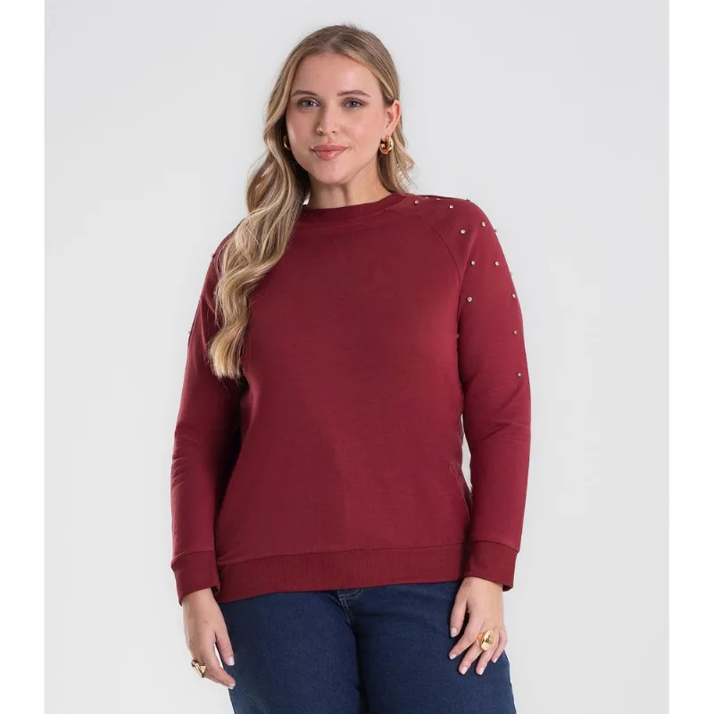 Blusão Feminino Molecotton Plus Size Secret Glam Vermelho Plus G2