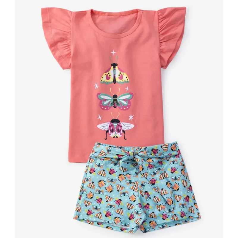 Conjunto Infantil Menina Blusa Com Shorts Select Laranja 6