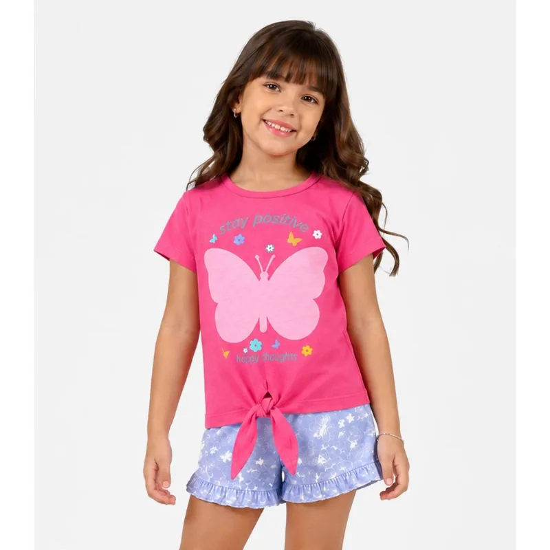 Conjunto Infantil Menina Blusa Com Shorts Select Rosa 8