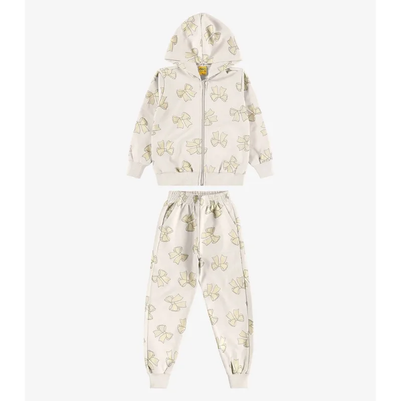 Conjunto Jaqueta E Calça Moletom Sarjado Rovi Kids Bege 2