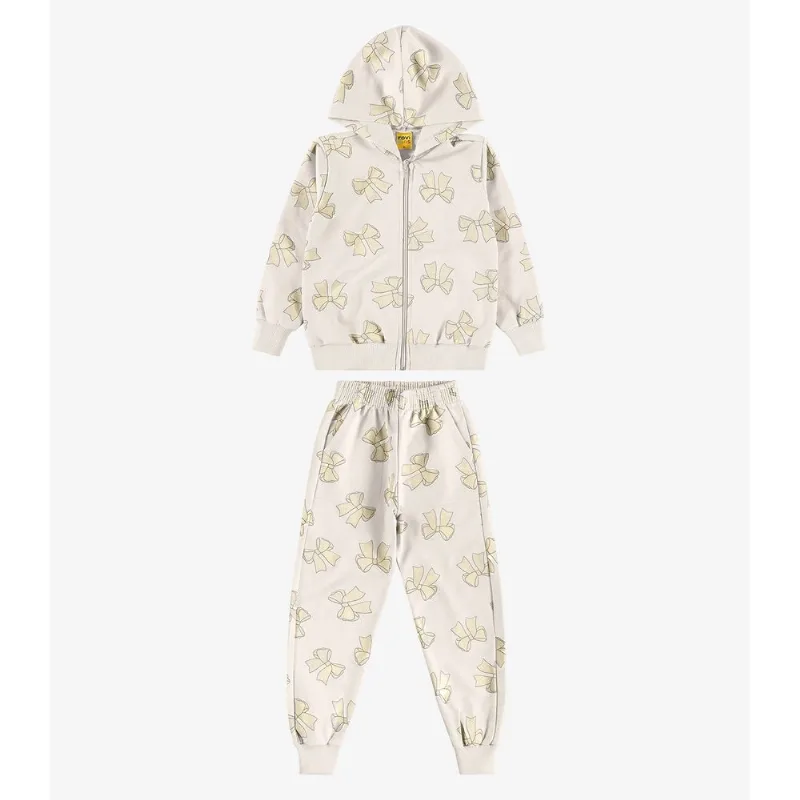 Conjunto Jaqueta e Calça Moletom Sarjado Rovi Kids Bege 3