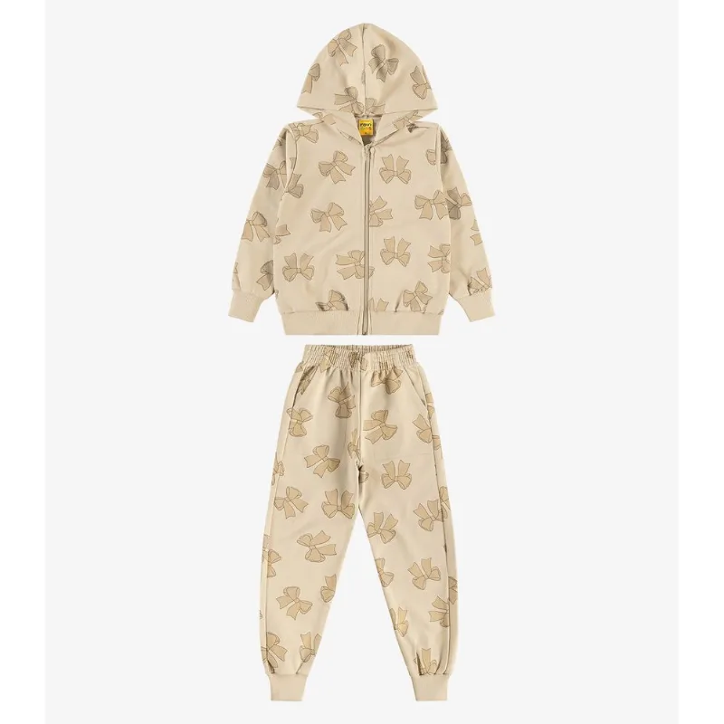 Conjunto Jaqueta e Calça Moletom Sarjado Rovi Kids Bege 1