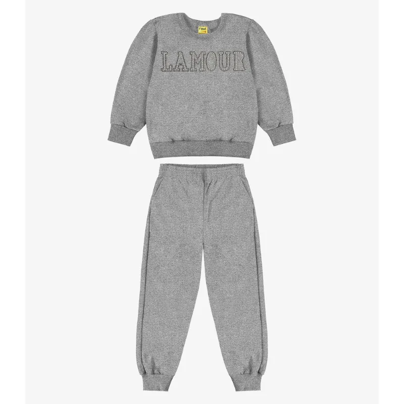 Blusão Com Calça Moletom Rovi Kids Cinza 4