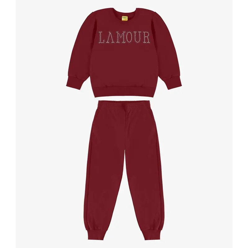 Blusão Com Calça Moletom Rovi Kids Vermelho 8