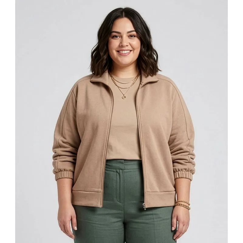 Jaqueta Feminina Plus Size Secret Glam Marrom Plus G2