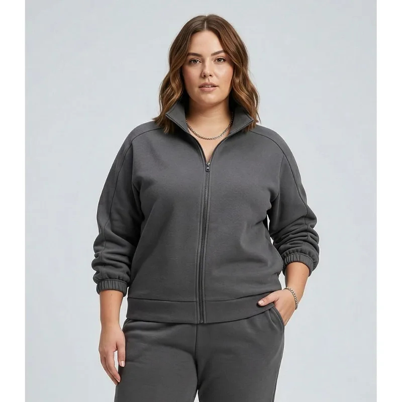 Jaqueta Feminina Plus Size Secret Glam Cinza Plus G2