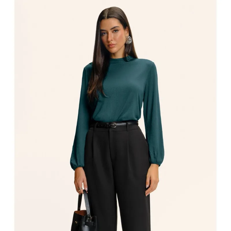 Blusa Feminina Manga Longa Bufante Endless Verde G