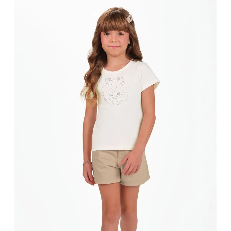 Conjunto Infantil Blusa Com Shorts Trick Nick Bege 2
