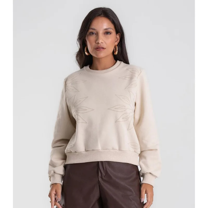 Blusão Feminino Moletom Manga Longa Endless Bege G