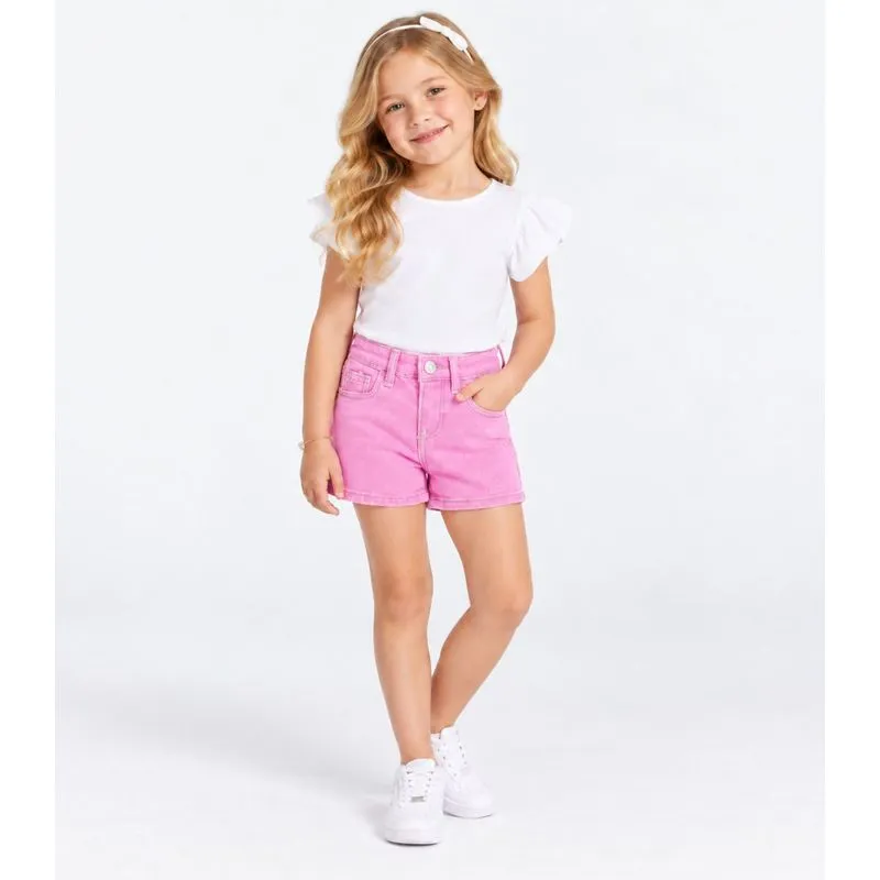 Short Infantil Jeans Com Bolsos Select Rosa 2