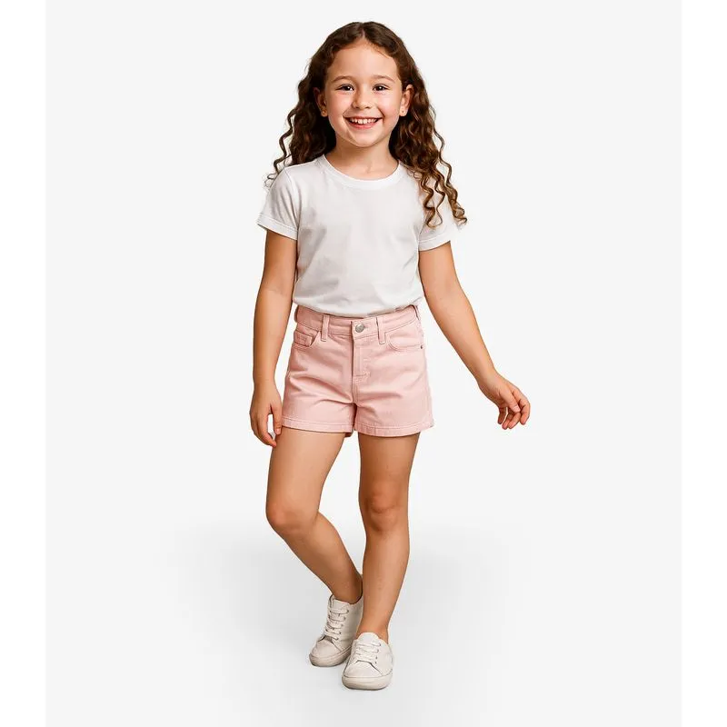 Short Infantil Jeans Com Bolsos Select Rosa 3