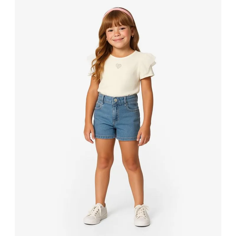 Short Infantil Jeans Com Bolsos Select Azul 3