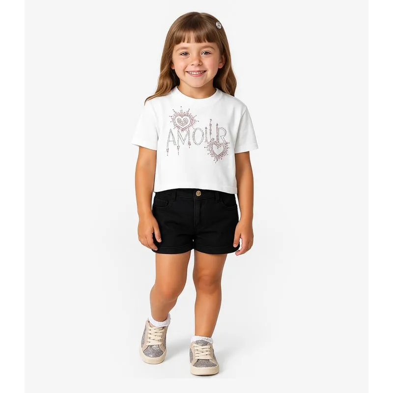Short Infantil Jeans Com Bolsos Select Preto 3