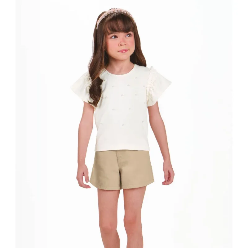 Conjunto Infantil Camiseta com Shorts Trick Nick Bege 3