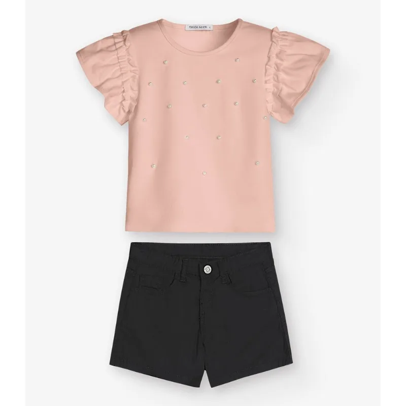 Conjunto Infantil Camiseta com Shorts Trick Nick Rosa 3