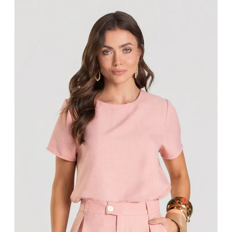 Blusa Feminina de Tecido Dianna Rosa M