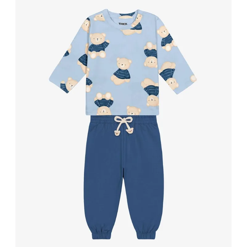 Conjunto Camiseta Com Calça Masculino Trick Nick Azul G