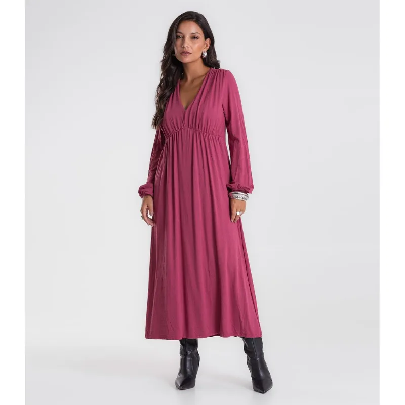 Vestido Feminino Midi Manga Bufante Endless Vermelho G