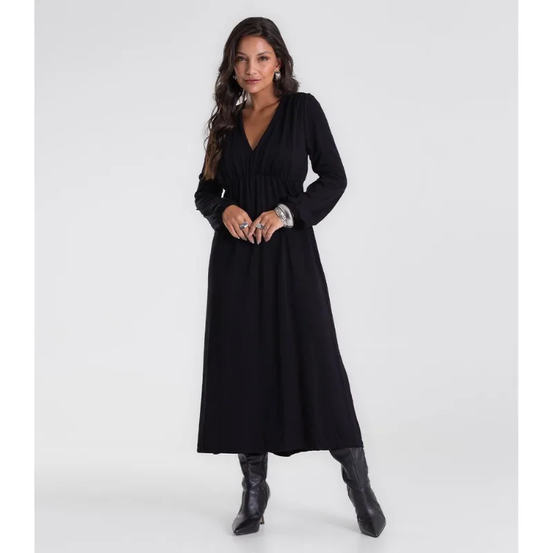Vestido Feminino Midi Manga Bufante Endless Preto M