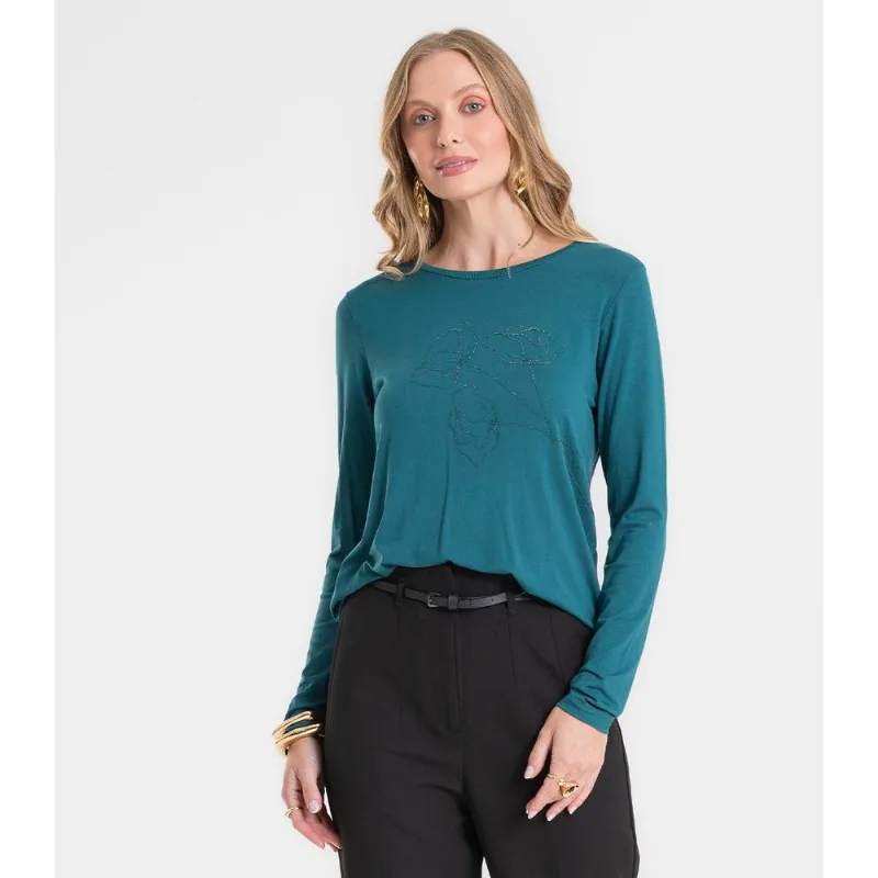 Blusa Feminina Manga Longa Em Viscotorcion Rovitex Verde GG